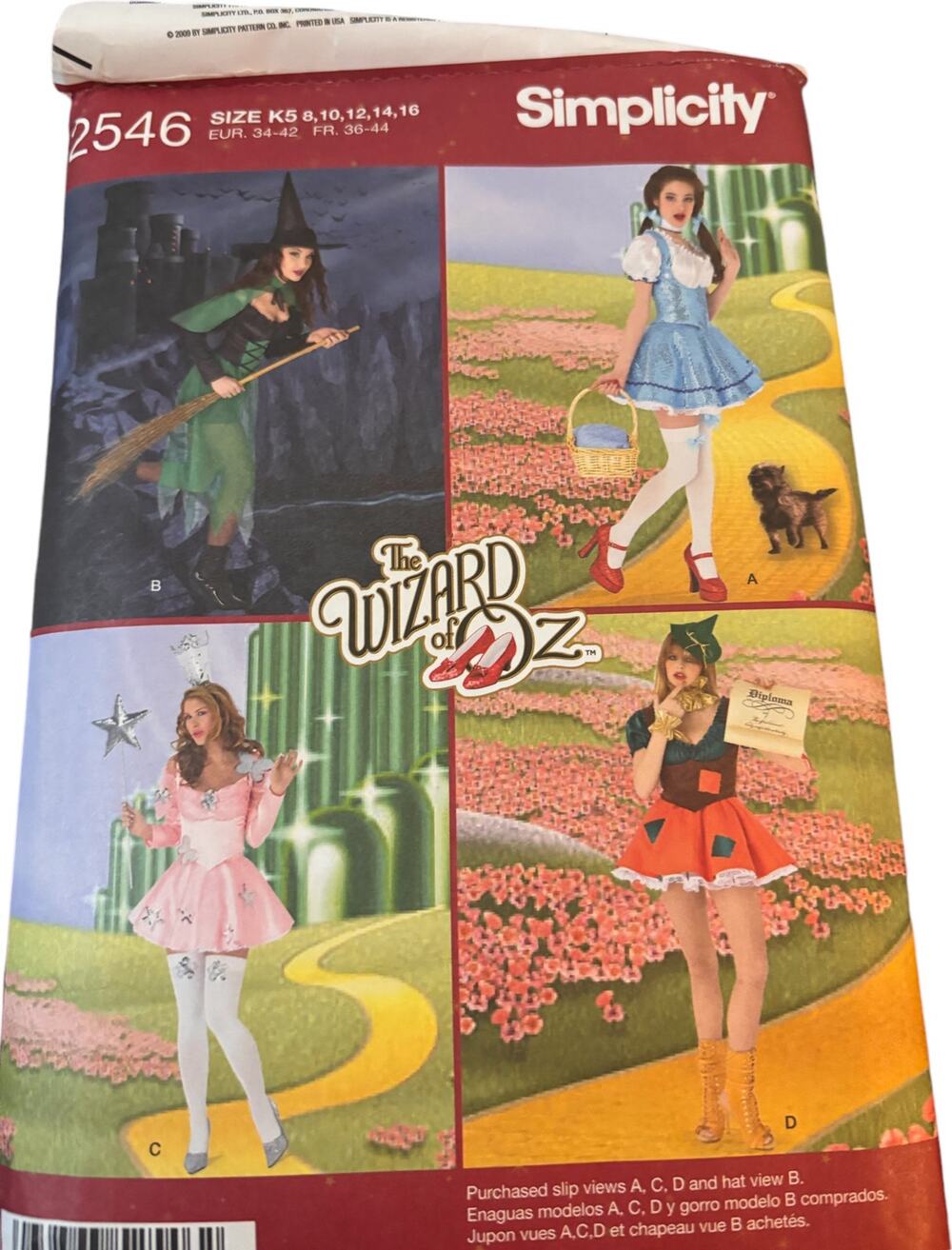 Simplicity Sewing Pattern, Wizard Of Oz, Wicked Witch, Dorothy, Scarecrow